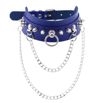 Adjustable Studded Choker with Two Chains / Sexy BDSM Collars - EVE's SECRETS